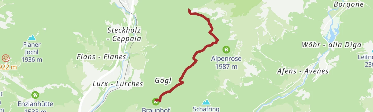 Route map: To the Riedbergalm